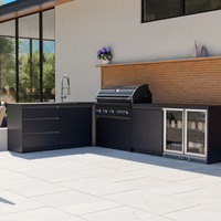Vente en gros de haute qualité en acier inoxydable 304 Armoires de cuisine extérieures Protection de l'environnement Cuisine de jardin extérieur avec évier