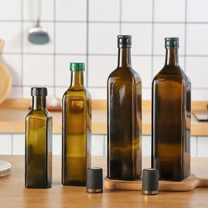 Fornitura di fabbrica bottiglia di olio d'oliva di <span class=keywords><strong>vetro</strong></span> vuoto quadrato su misura bottiglie di <span class=keywords><strong>vetro</strong></span> rotonde per olio da cucina - Product Image 4