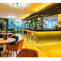 Ensemble de mobilier de restaurant sur mesure, comptoir de luxe, café japonais, pizza, banc noir doré