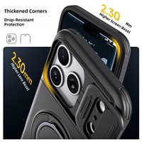 Casing HP 360 Derajat Putar dengan Ring Stand, Penutup Kamera Geser, Slot Kartu Dompet, Desain Langit Berbintang, Bahan TPU+PC, Gaya Hewan