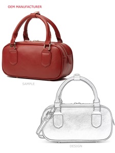 OEM Manufacturer Custom Designer Genuine Leather Unisex Mini Bowler Bag with Zipper Closure Waterproof - Product Image 2