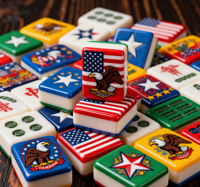 Tuiles de Mahjong de type américain, jeu de Mahjong en acrylique transparent, logo de la couche intermédiaire OEM, style Mahjong tendance sur Instagram