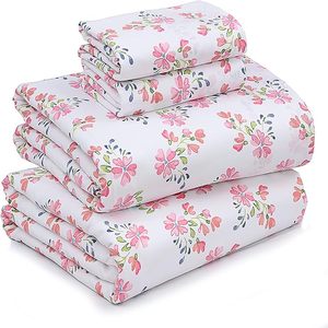4Pcs Twin Đầy Đủ Nữ Hoàng Vua 100% Polyester In Tấm Ga Giường Bộ Đồ Giường Thiết Lập - Product Image 5