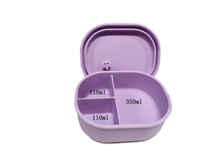 Boîte à bento en silicone réutilisable, étanche, à 3 compartiments, pour la préparation et le stockage des repas, avec design chauffable pour la maison - Product Image 4
