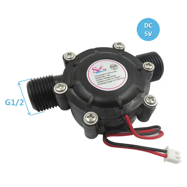 DB-168 DC5V Micro Water Turbine Hydroelectric Generator with G1/2'' Thread Small Power 150mA For Lithium Battery Charging