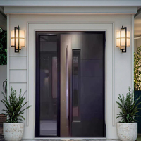 Modèles personnalisés de style d'entrée en bois de grande taille en acajou Double entrée principale en bois massif Portes d'entrée extérieures