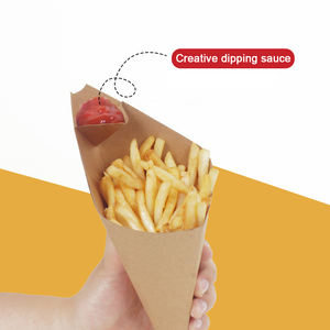 Daldırma sos bölmesi gıda Kraft kağıt koni patates kızartması bardaklar ile özel Logo tek kullanımlık karton patates kızartması tutucu - Product Image 2