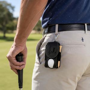 Porte-balles portable gravé au laser avec clip ceinture en PU, accessoires de golf personnalisés, pochette pour tees, cadeaux pour papa et mari - Product Image 5