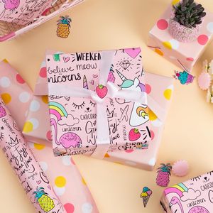 Pink Unicorn <b>Wrapping</b> <b>Paper</b> 17in x 32.8ft Reversible Dot Design Gift Wrap for Birthday Valentine Mother's Day Graduation - Product Image 6