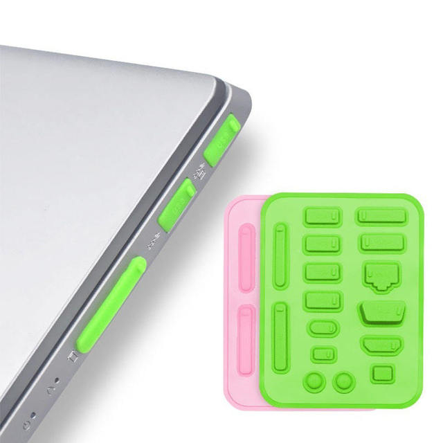 16pcs Universal Laptop Dust Plug Set Silicone Anti-oxidation Port Protector USB Type-C RJ45 Network Cover for Standard Notebook