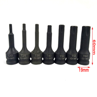 7PC OEM DIY Set Soket Tekanan Pneumatik 3/8 Hex Black Oxide Berbagai Ukuran Tipe T/M/H Gagang Lurus untuk Otomotif