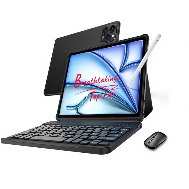 2026 New 10.1" Ultra Thin Business Tablet Android 10 Octa Core 2.0GHz MTK 128MB HD Capacitive Screen 4G/5G Wi-Fi USB-C Keyboard
