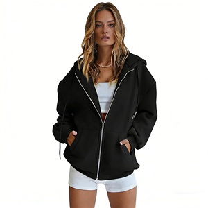 Sudadera con Capucha y Cremallera Informal de Moda para Mujer, Chaqueta Estilo Novio Básica de Otoño Invierno con Logotipo Frontal, Diseño Personalizado ODM - Product Image 1