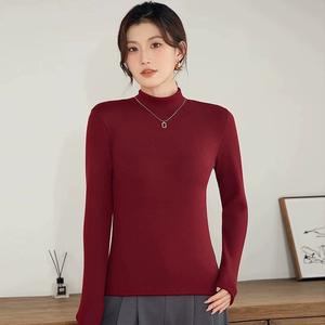 חולצת בסיס חצי צווארון חורפית עם שרוולים ארוכים בטנת פליס חולצות נשים חולצות תחתונות מבודדות חום - Product Image 4