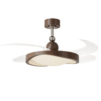 Ventilateur de plafond rétro de style chinois avec télécommande, LED, moteur DC en fer, 6 vitesses silencieuses pour chambre et restaurant