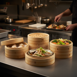 ตะกร้านึ่งอาหารทำจากไม้ไผ่ธรรมชาติโลโก้ออกแบบได้ตามต้องการ - Product Image 5