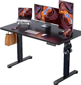 ErGear符合人体工程学的单电机高度可调书桌框架黑色铝电动书桌办公室家用坐式书桌