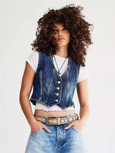 Chaleco Vaquero Casual para Mujer 2026 con Decoración de Botones y Cuello en V - Product Image 5