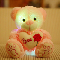 Lampe de nuit LED 38 cm Ours en peluche lumineux/ Ours en peluche brillant mignon Jouets pour bébés