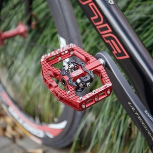 Pédales de vélo de montagne ultralégères antidérapantes à double verrouillage en alliage d'aluminium, plateforme plate scellée à 3 roulements pour VTT - Product Image 6