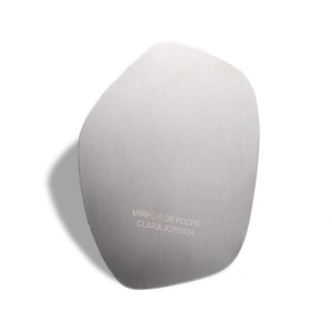 Fashionable Unique Design Engraved Laser Logo Metal Portable <b>Mirror</b> with PU Pouch - Product Image 6