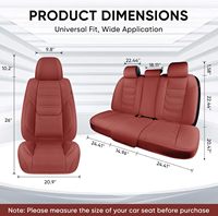 Ensemble complet de luxe 5 pièces pour sièges avant, housses de siège de voiture en cuir rouge vin respirantes et confortables avec appuie-têtes, ajustement universel