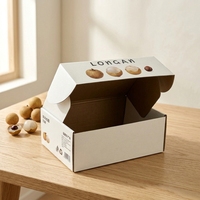 Boîtes cadeaux personnalisées en carton ondulé pour fruits Longan, vente en gros, emballage alimentaire écologique en kraft avec fermeture auto-adhésive