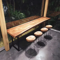 Meilleures ventes de meubles commerciaux modernes, plateau en bois avec pieds en métal, longue table de salle à manger de cuisine, table haute de bar en bois pour restaurant