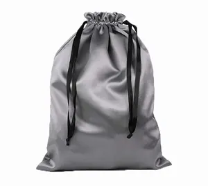 Özel marka Logo baskılı depolama toz torbaları kalın ipek saten kumaş büzgülü torba lüks ambalaj çantası