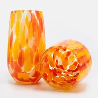 LANGXU Gobelets à vin élégants en verre soufflé coloré, design moderne orange pour vin rouge, blanc, champagne, cocktails et fêtes