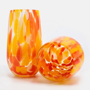 Copas de Vino de Vidrio Soplado a Máquina, Elegantes y Coloridas, Diseño Moderno Naranja, para Vino Tinto, Blanco, Champán y Cócteles, Marca LANGXU - Product Image 4