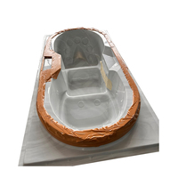 Bain à remous extérieur autoportant pour 1 personne, avec coque en acrylique, armoire de spa, massage par air et renfort en fibre de verre FRP