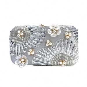 Bolso de noche de lujo con brillantes diamantes de imitación para mujer, elegante bolso de mano para boda, novia, con lazo y cierre. - Product Image 4