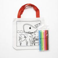 Kit de sacs fourre-tout réutilisables en toile DIY pour loisirs créatifs parent-enfant, sérigraphiés, couleurs personnalisables, marque HS - Motifs animaux, mode, musique