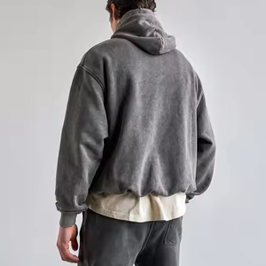 เสื้อฮู้ดดี้ผ้าฝ้าย 100% น้ำหนักเบา แห้งเร็ว ระบายอากาศดี สไตล์สตรีทแวร์ พิมพ์โลโก้ตามสั่ง สำหรับผู้ชาย ล้างสีแบบแอซิดวอช - Product Image 2