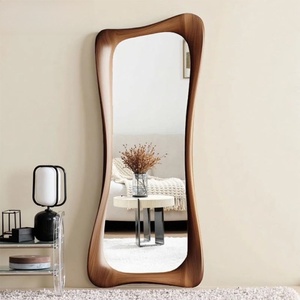 Specchio a Figura Intera Ondulato in Legno Stile Mid-Century Moderno, Specchio Irregolare da Parete per Arredamento Casa, Vendita all'Ingrosso - Product Image 6