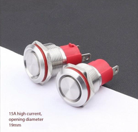 Interrupteur à bouton-poussoir métallique de 19 mm, anneau lumineux, CE, RoHS, contact argenté, broche plaquée or, momentané/verrouillable, LAS1-AGQ