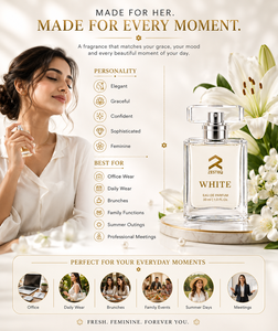 น้ำหอม Zesteq White Eau De Parfum 30 มล. กลิ่นหอมติดทนนาน กลิ่นดอกไม้สำหรับผู้หญิง กลิ่นมะลิ ลิลลี่ ทูเบอโรส เหมาะสำหรับใช้ทุกวัน บรรจุภัณฑ์แบบแพ็คของขวัญ - Product Image 6
