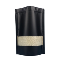 Sac rescellé en papier kraft noir mat pochette debout feuille d'aluminium Yin-Yang sac autoportant sac à fermeture éclair de qualité alimentaire anti-odeur