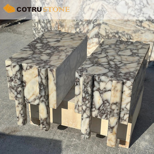 Natural Stone Nightstand Calacatta Viola <strong>Marble</strong> <strong>Bedside</strong> Storage <strong>Table</strong> with Oak Drawer for Bedroom Home Decorative Furniture - Product Image 6