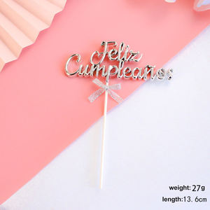 Wholesale Customization <strong>Spanish</strong> Cake Topper Happy Birthday for Baby Shower Kids Cake Topper Decoration - Product Image 2