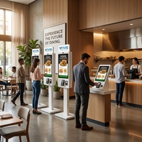 Écran tactile capacitif anti-vandalisme en aluminium de 21,5 pouces à 10 points pour commande de menu numérique en libre-service dans les restaurants de restauration rapide