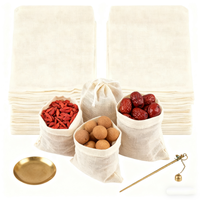 Sacs en coton mousseline naturel non blanchi personnalisés, écologiques, avec cordon de serrage, 4x3 pouces, pour épices, café, thé, infusions, soupes, sauces, bouillons, ragoûts