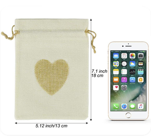 Coeur Design toile de jute cordon sacs-cadeaux pour mariage bébé douche noël-toile de jute bijoux bonbons pochettes lettre motif - Product Image 2