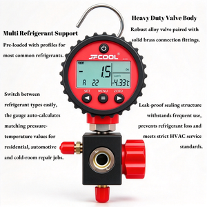 Manomètre numérique JF01H -14,5-800 psi, testeur haute pression, précision 0,5 % FS, 87 réfrigérants, outil de réparation HVAC à valve unique - Product Image 4