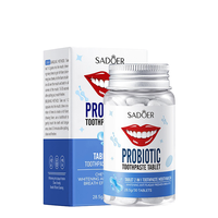 Sadoer 30 comprimés de dentifrice bio à la menthe et aux probiotiques pour blanchir les dents et nettoyer, pour usage domestique