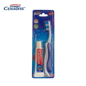 Brosse à dents de voyage pliante avec dentifrice Kit de brosse à dents à poils souples de haute qualité pour adultes