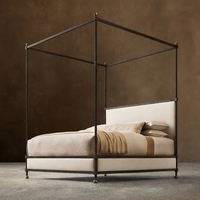Lit à baldaquin en tissu, lit capitonné de luxe, lit king-size ou queen-size, hôtel, villa, sur mesure, vente en gros