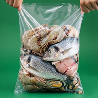 Penjualan Panas Kantong Plastik PE Datar Terbuka Kustom, Tahan Debu dan Minyak, untuk Penyimpanan Jangka Pendek Makanan Laut Beku di Pasar