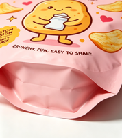 Sachet personnalisé refermable à fermeture éclair, fond rond, autoportant, pour chips, imprimé numériquement, pour emballage de snacks